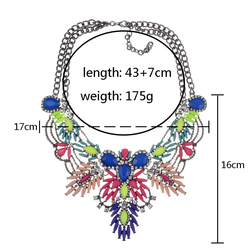 2024 New Fashion Indian Ethnic Statement Large Collar Choker Necklace Women Multicolor Acrylic Crystal Shourouk Necklace Jewelry