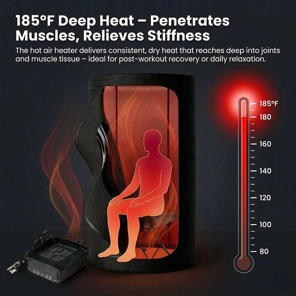 Electric Hot Air Dry Sauna Pod 100% Organic Cotton Fabric UV‑Resistant Fast Heating 185°F Home Personal Spa Sauna Tent