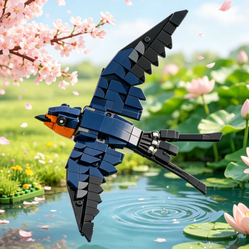 

Nature Landscape Barn Swallow Bird Building Blocks Creative Assembly Educational Puzzle Toy Gift