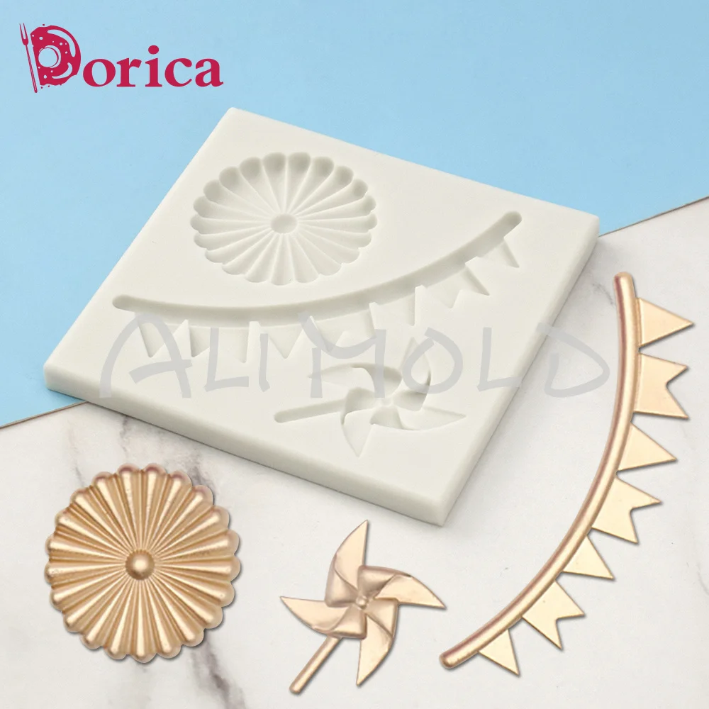 3D Mini Windmill Ribbon Silicone Mold Gear Fondant Chocolate Sugarcraft Resin Mould Mousse Cake Decorating Tool Kitchen Bakeware