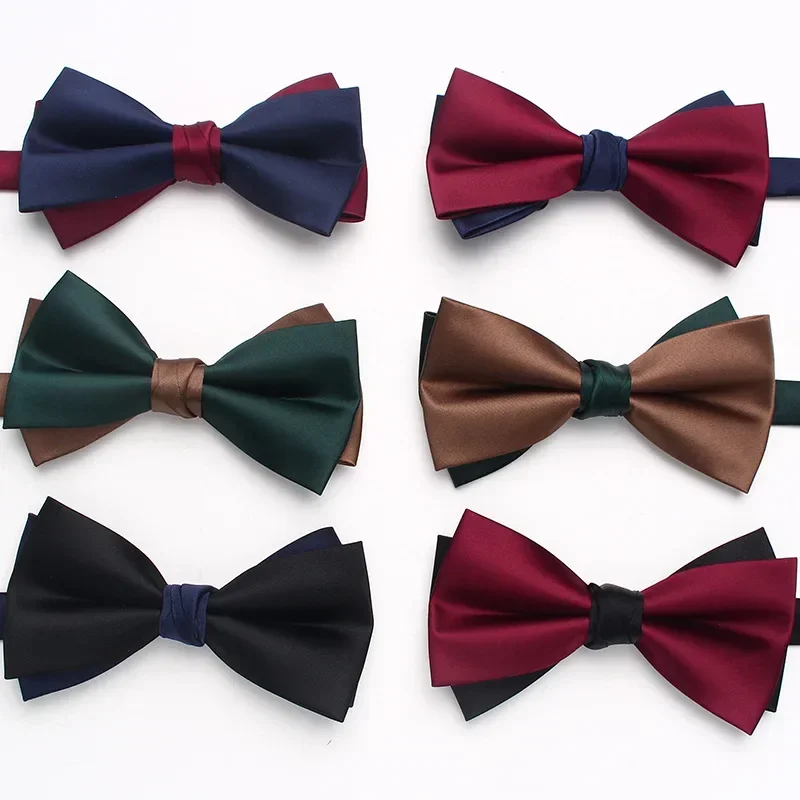 color match color double layer bow tie men\'s business fashion British style suit accessories wedding bow tie