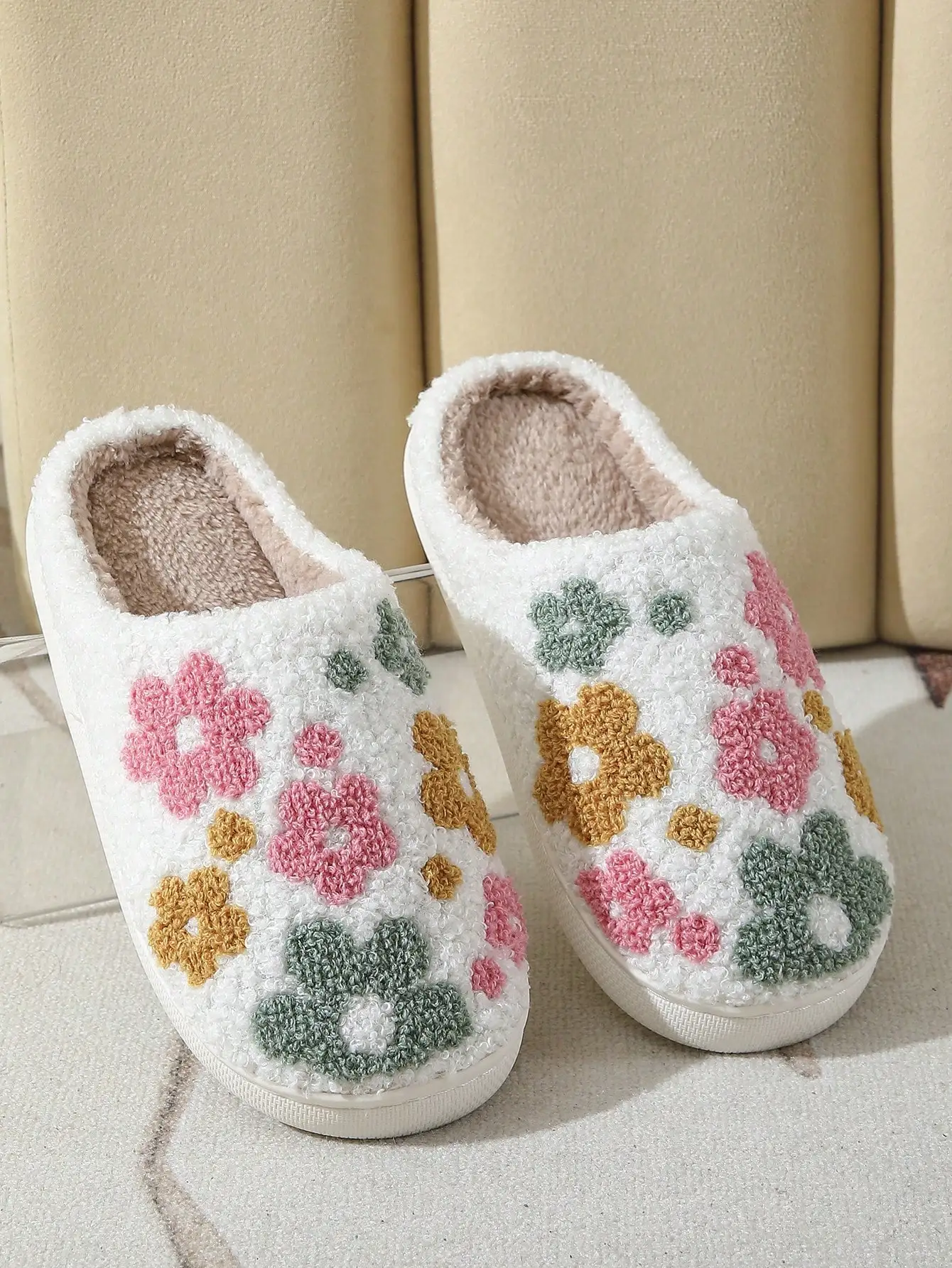 Floral Plant Fresh Soft Velvet Comfortable Flat Slippers sx25022533662513944