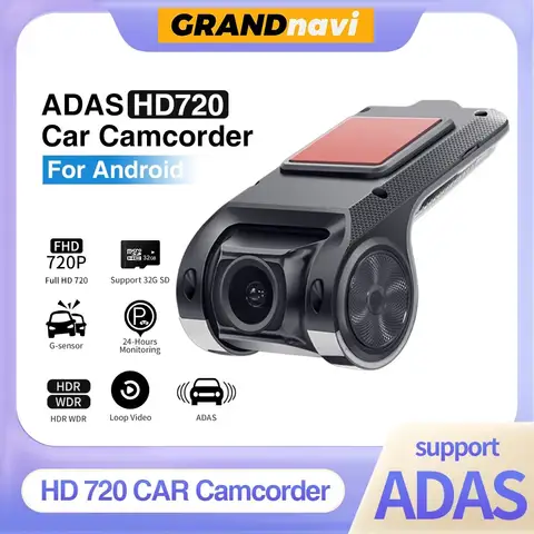 Grandnavi HD Car DVR Dash Cam ADAS Video 720P USB TF Card 16G/32G Auto Recorder for Android Multimedia Player DVD Voice Alarm