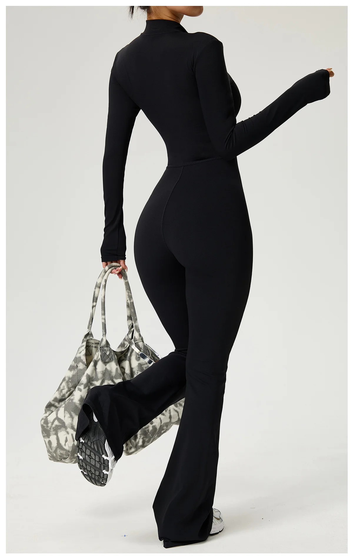 Neuer Reißverschluss-Jumpsuit mit Schlaghose Damenkleidung Sportbekleidung Gym Yoga Sportsets Spandex Nylon Trainingssets Damen Trainingsanzug – Detail 21