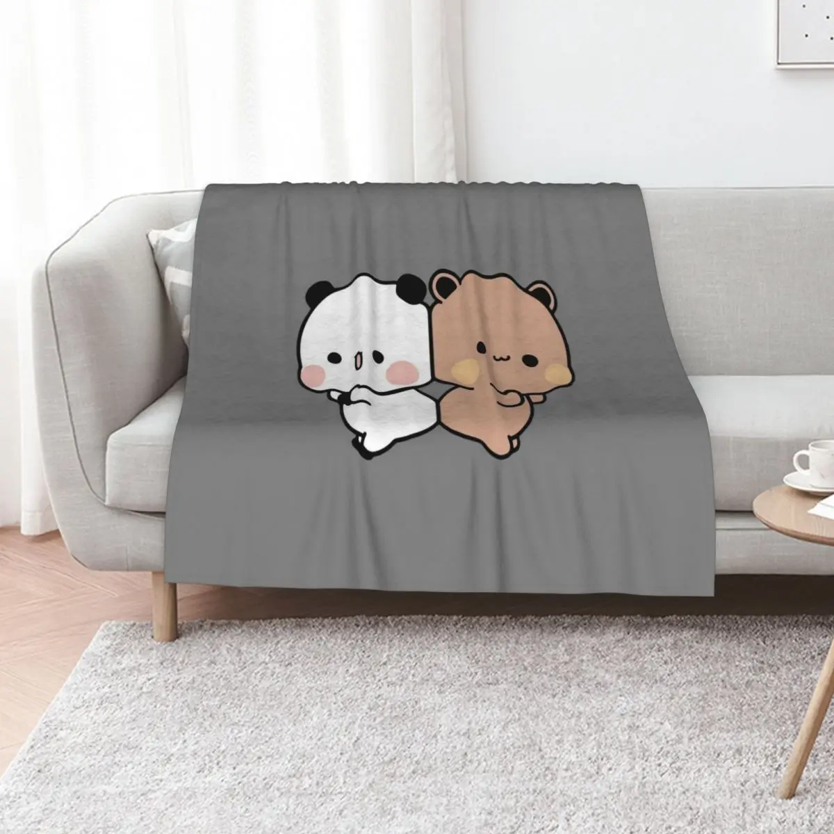 DuDu Bear and BuBu Panda Cute Couple Throw Blanket Fuzzy Plush Throw Blanket for Sofa Chair