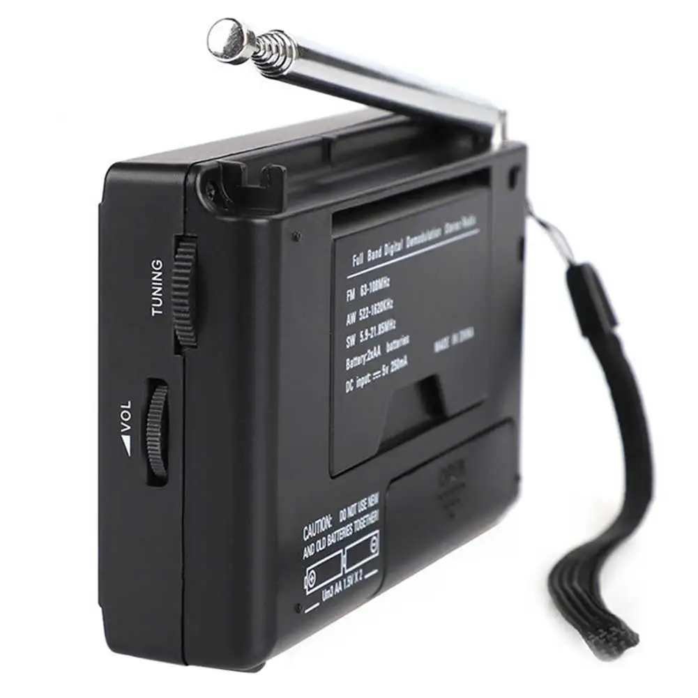 شاشة ديجيتال محمولة راديو AM/FM صوت واضح ضبط راديو الترانزستور لحالات الطوارئ