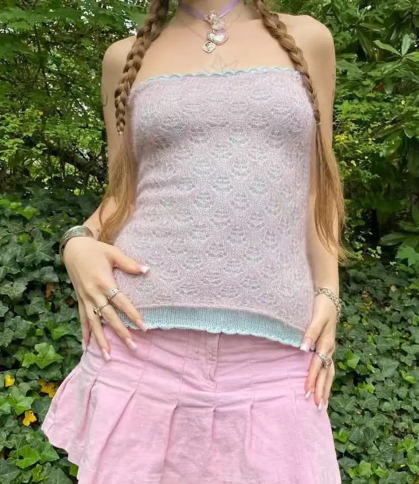 Sommerliches neues Neckholder-Design mit ärmellosem Camisole-Top für Damen, modisch und vielseitig für den Alltag. – Detail 2