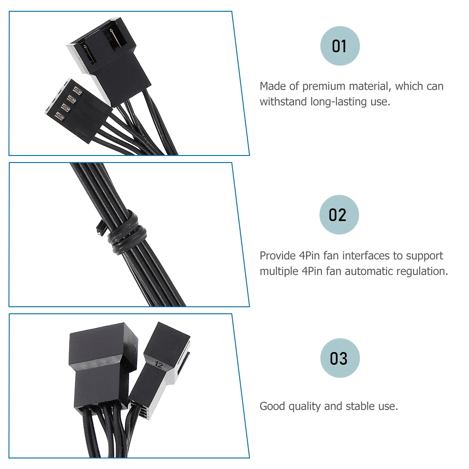 

5Pcs Fan Splitter Cable Pc Extension Cable Automatic Regulation Multiple Fans Support Fan Splitter 4 Pin Power Cables