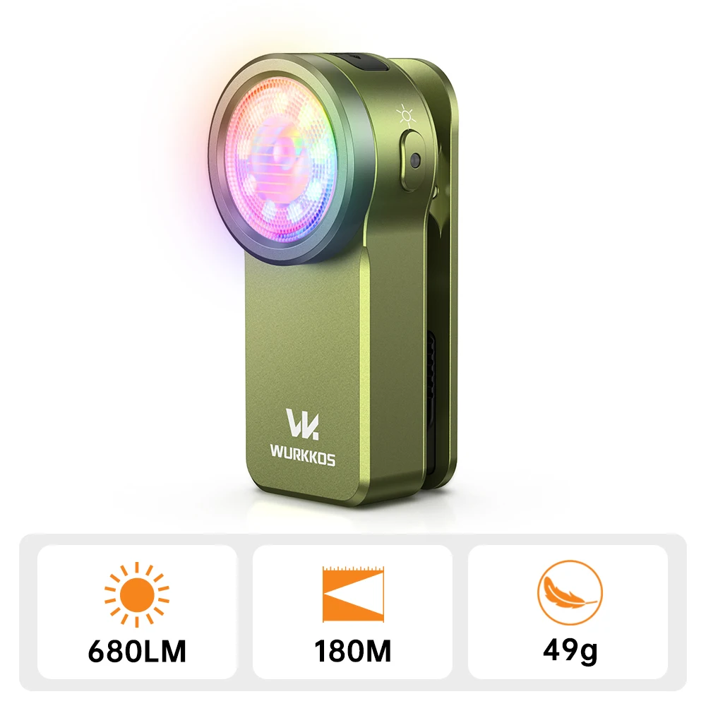 AliExpress Wurkkos HD03 680LM USB C Rechargeable Pocket Flashlight Spot and Flood Portable EDC RGB Torch with Magnet Clip Light for Cycling