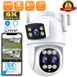6K 12MP WIFI IP Camera Three Lens 8X Zoom Outdoor PTZ Camera 8MP HD AI Auto Tracking Security Camera P2P CCTV Surveillance iCSee
