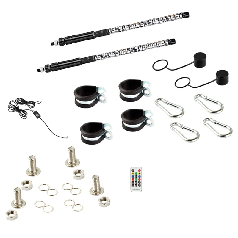 

Classy-12V Motorcycle Lighted Spiral LED Whip 2FT Antenna With Flag LED Lamp With Remote Control Replacement For Jeep ATV UTV