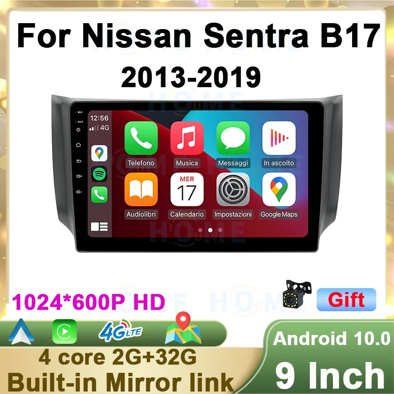 

Wireless CarPlay Android 10 Auto GPS Navigation For Nissan Sentra B17 2013-2019 Car Autoradio Multimedia DVD Player Video 4GWifi