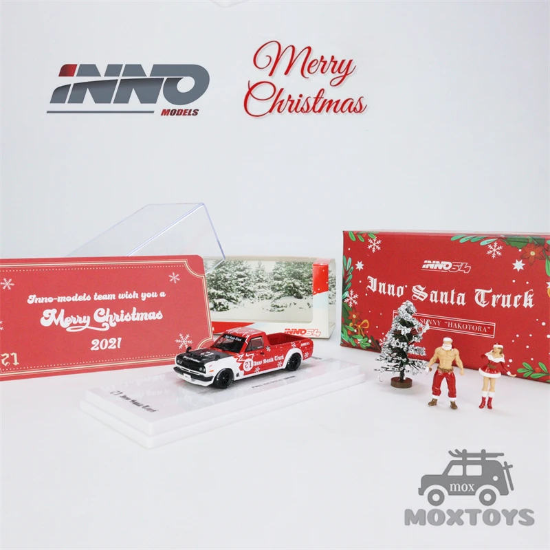 Inno 1:64 Nissan sunny hakotora 2021 xmas mas especial edtion dolls Collection of die-cast alloy car decoration model toys