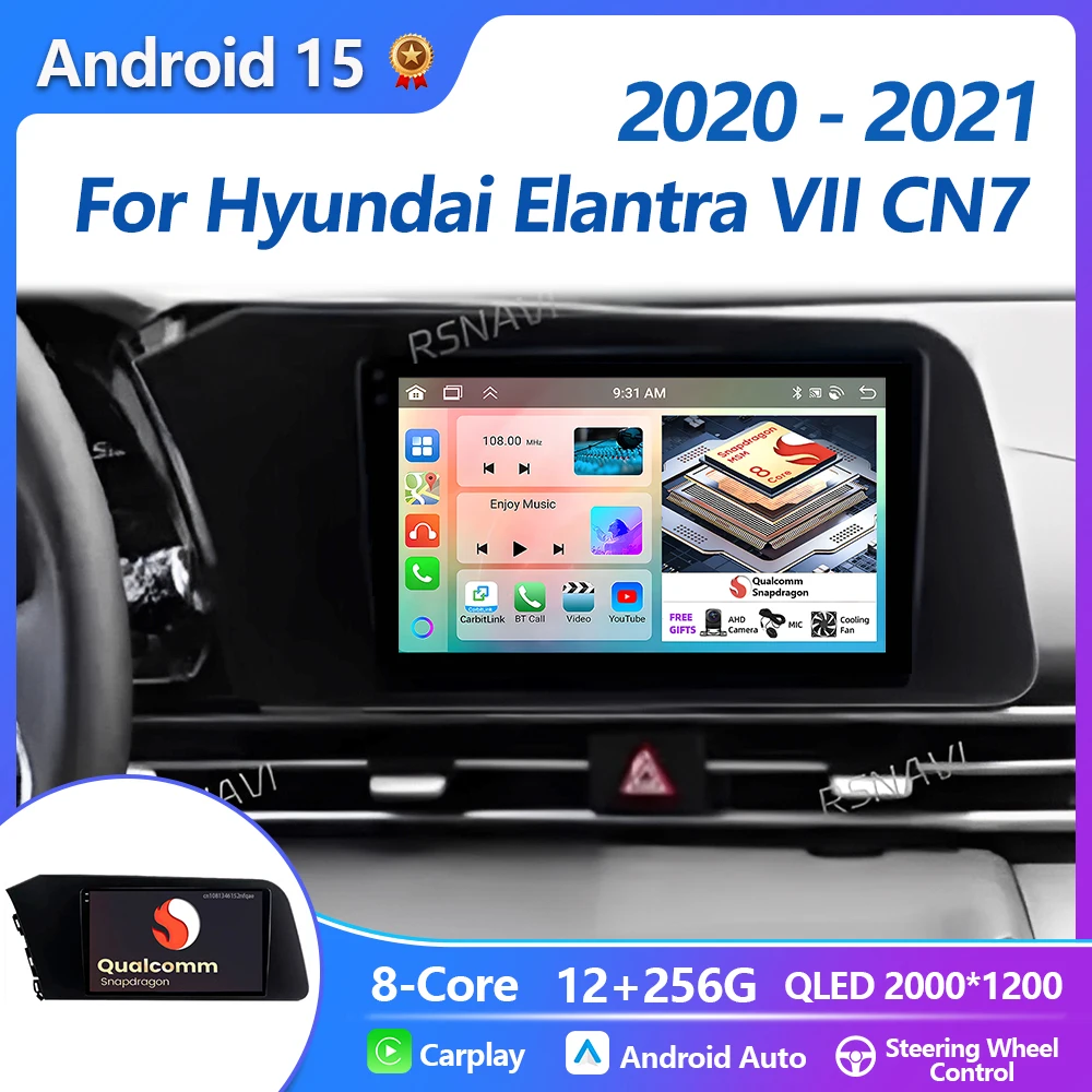 

Автомобильное радио Plug and Play Android 15, автомобильное радио Carplay для Hyundai Elantra VII CN7 2020-2021, навигация, GPS-плеер, стерео, мультимедиа
