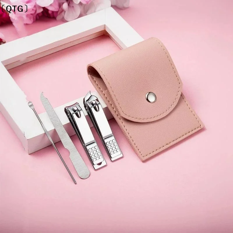 〔QTG〕4Pcs Stainless Steel Nail Clipper Set Nail Clippers Nail Scissors Manicure Pedicure Set Nail File Manicure Tools