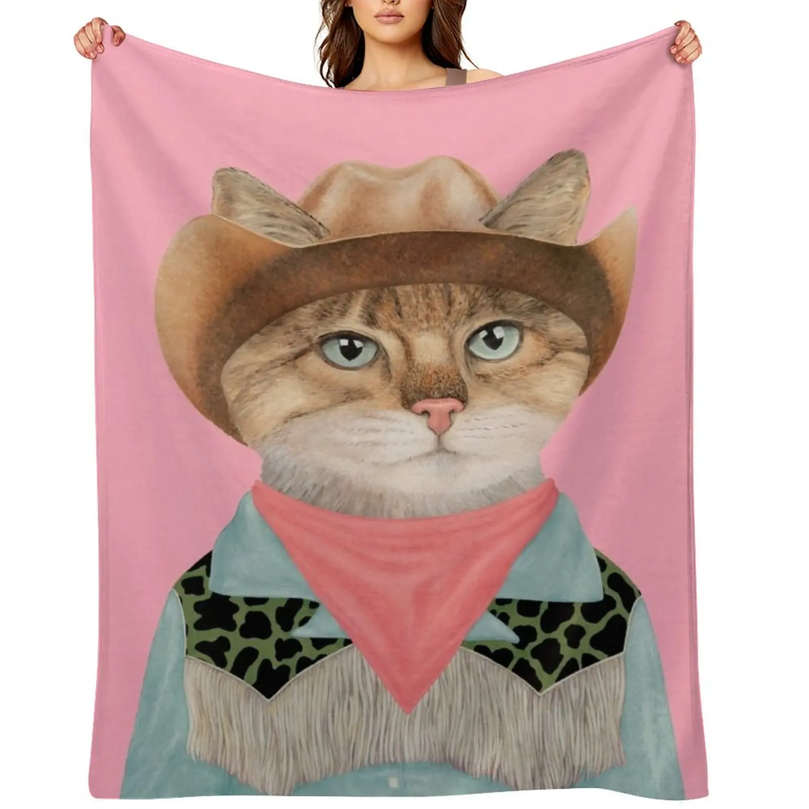 

Rodeo Kitty Cowboy Cat Throw Blanket halloween Thermal Quilt Tourist Blankets