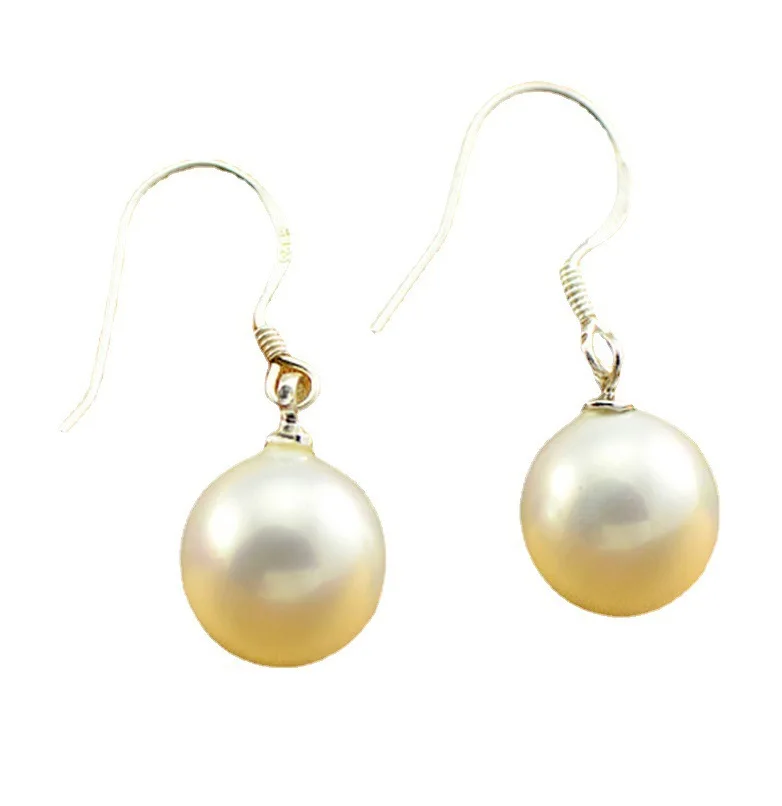 S925 Sterling Silver Stud Earrings Deep Sea Pearl Ear Hook Women Jewelry