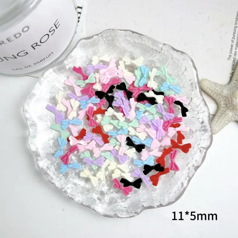 50PCS Mini  Macaron Colored Bows Nail Art Charms Minimalist Line Tie Resin Nail Decorations for Handmade DIY Nails Accessories