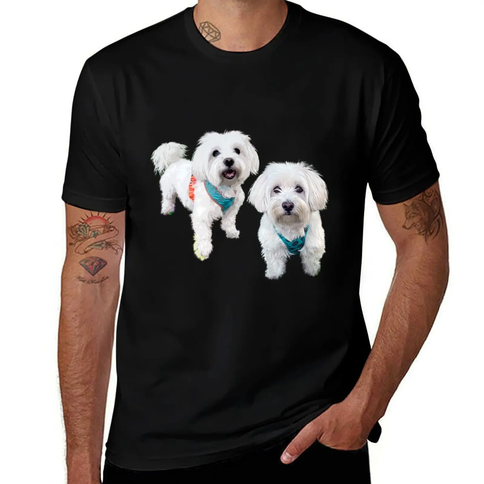 Maya and Yuki Maltese T-Shirt Lightweight Print T-Shirt