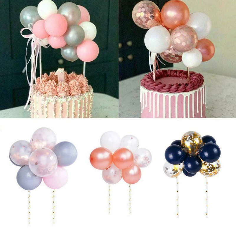 10 pçs 5 polegada balão bolo topper confetes balão festa de aniversário sobremesa decoração chá de bebê decoração de casamento suprimentos de bolo