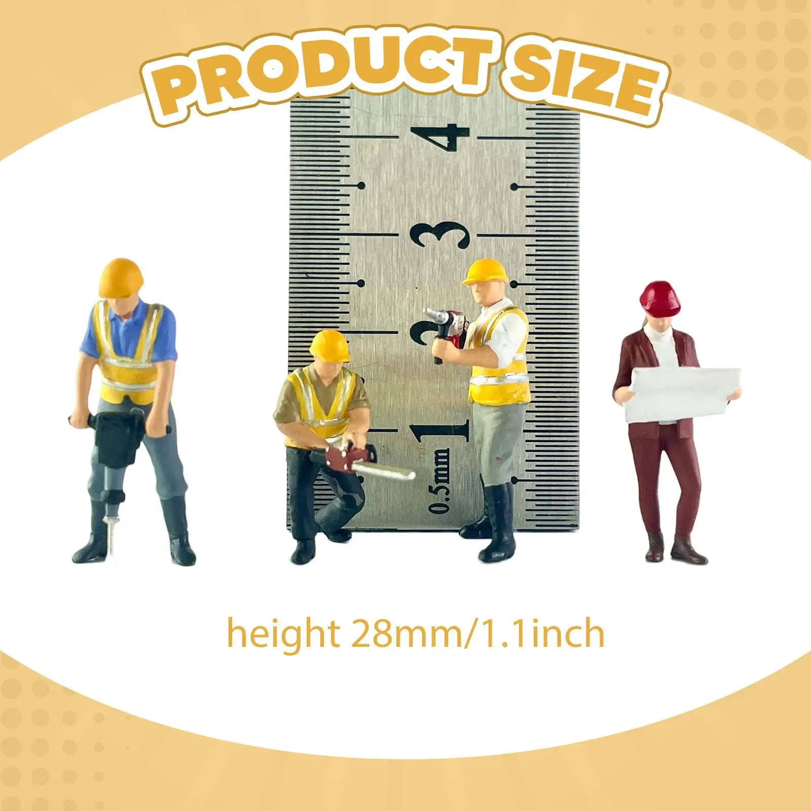 4 قطع 1/64 عامل البناء الشكل الحرف مكتب الديكور نماذج الأشخاص الصغار للصور الدعائم مصغرة المشهد الملحقات #6
