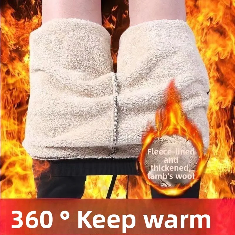 Pantalon décontracté doublé polaire d'hiver Extra épais, jambe droite, fermeture éclair, chaud pour hommes jeunes et d'âge moyen, Style sportif de chine