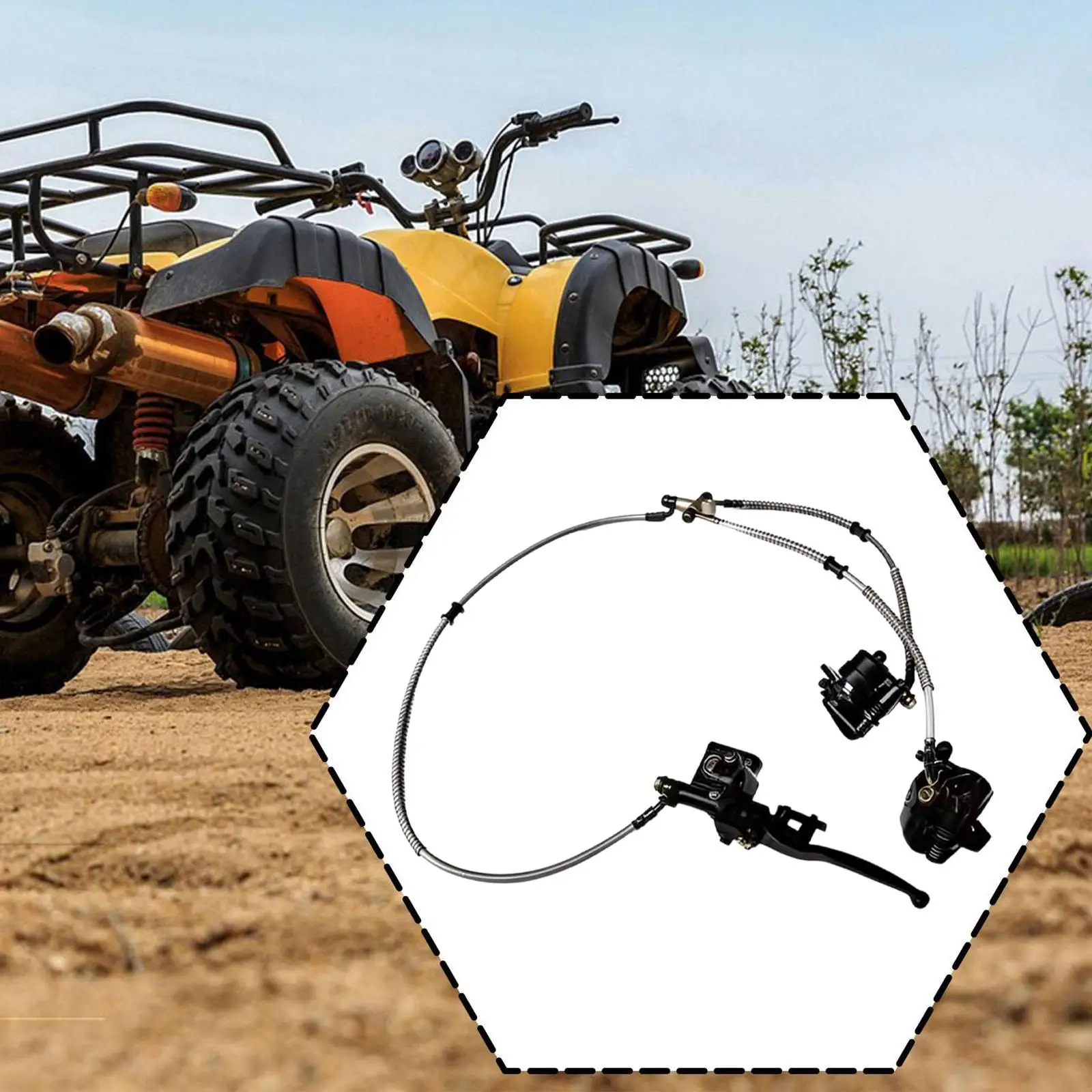 High Strength Go Kart Brake Kit Metal Twin Caliper Master Cylinder Assembly for ATV UTV Quad 4 Wheeler Easy Install