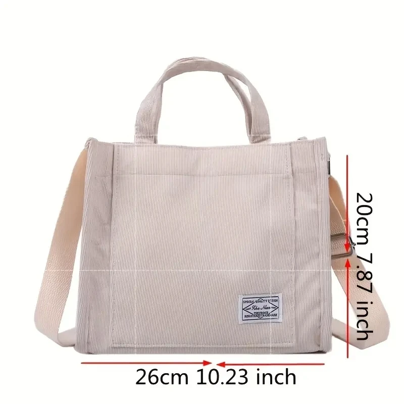 CorduroyFabricLargeCapacityShoulderBagVerySuitableforGirlsTravelOfficeUniversityCommutingOutdoorLeisureActivities