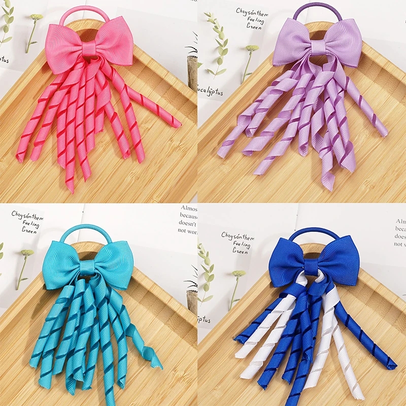 Girl Hair Ribbon Ribbon Roll Hair Bow Elastic Rubber Band Kids Ponytail Hair Accessories Cheerleader Girl Dress Up Accessories