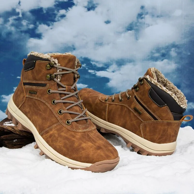 

Winter Waterproof Men Boots Plush Super Warm Snow Boots for Men Sneakers Big Size 48 Men Ankle Boots Outdoor Shoes Botas Hombre