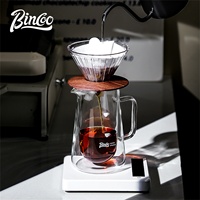 Bincoo 400ml Double Layer Glass Hanging Ear Coffee Sharing Pot with Handle American Hand Brewed Coffee Pot Household Coffee Pots