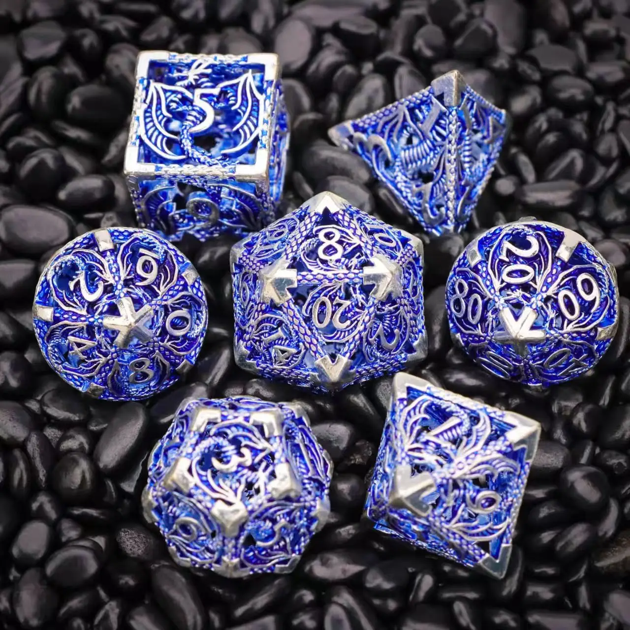 

Hollow Metal Dices Polyhedral Dragon Dice set Sharp dice for Dungeons and Dragons Role Playing and Tabletop Game DND Dice Set
