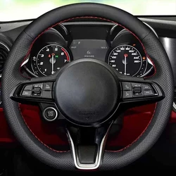 DIY Auto Steering Wheel Cover Leather For Alfa Romeo Giulia Stelvio 2020-2022 Auto Interior Accessories Steering Wheel Covers