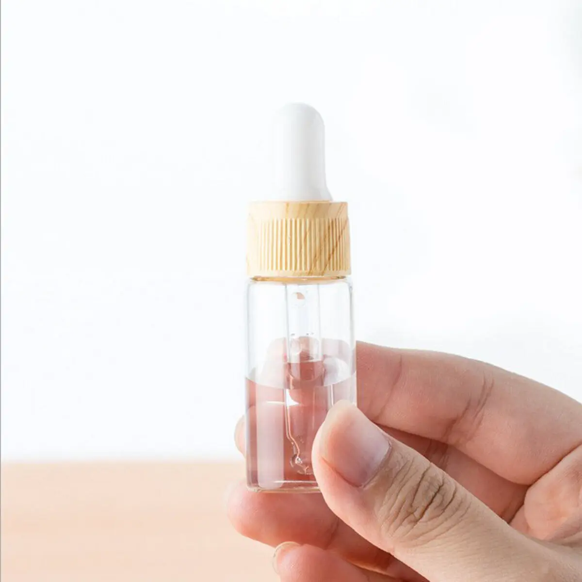 10X 5ml - 20ml Clear Glass Dropper Bottle Eye Drop Dripper Refillable Essential Oils Fragrance Perfume Pipette Wood Lood Lid Cap