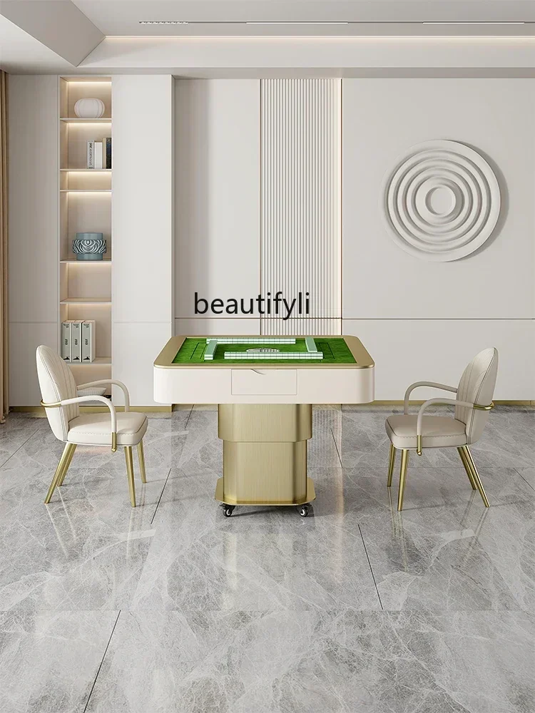 YH17 Mahjong table, tea table three-purpose, modern light luxury household multi-functional lifting coffee table rock slab