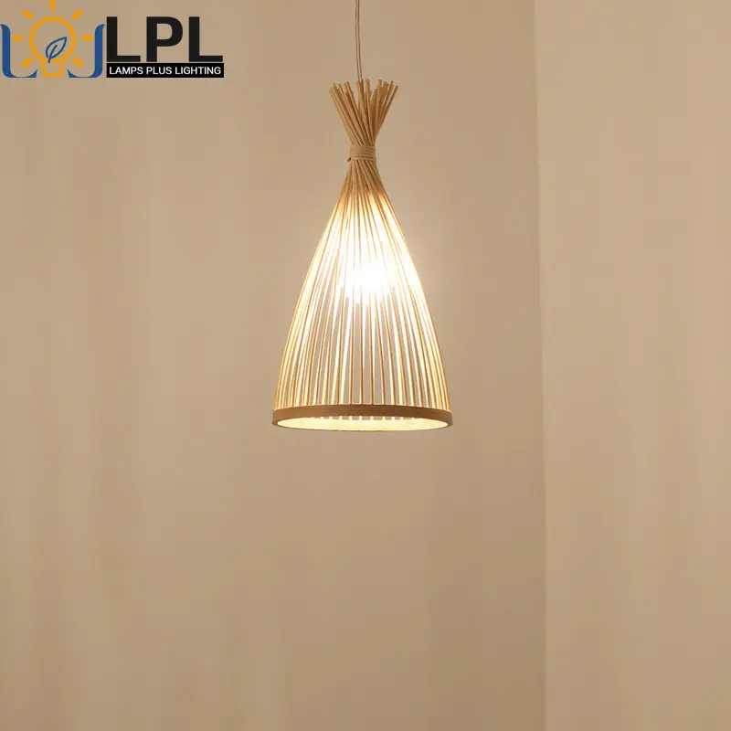 

Rustic Bamboo Woven Chandeliers Natural Bamboo Ceiling Lamps Living Room Restaurant Kitchen Tea Room Decor E27 Pendant Lights