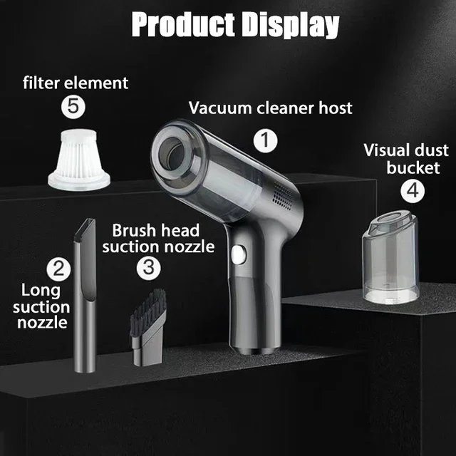 

15000PA Mini Portable Wireless Car Vacuum Cleaner Strong Suction Dust Catcher Cleaning Machine Cordless Handheld Air Duster