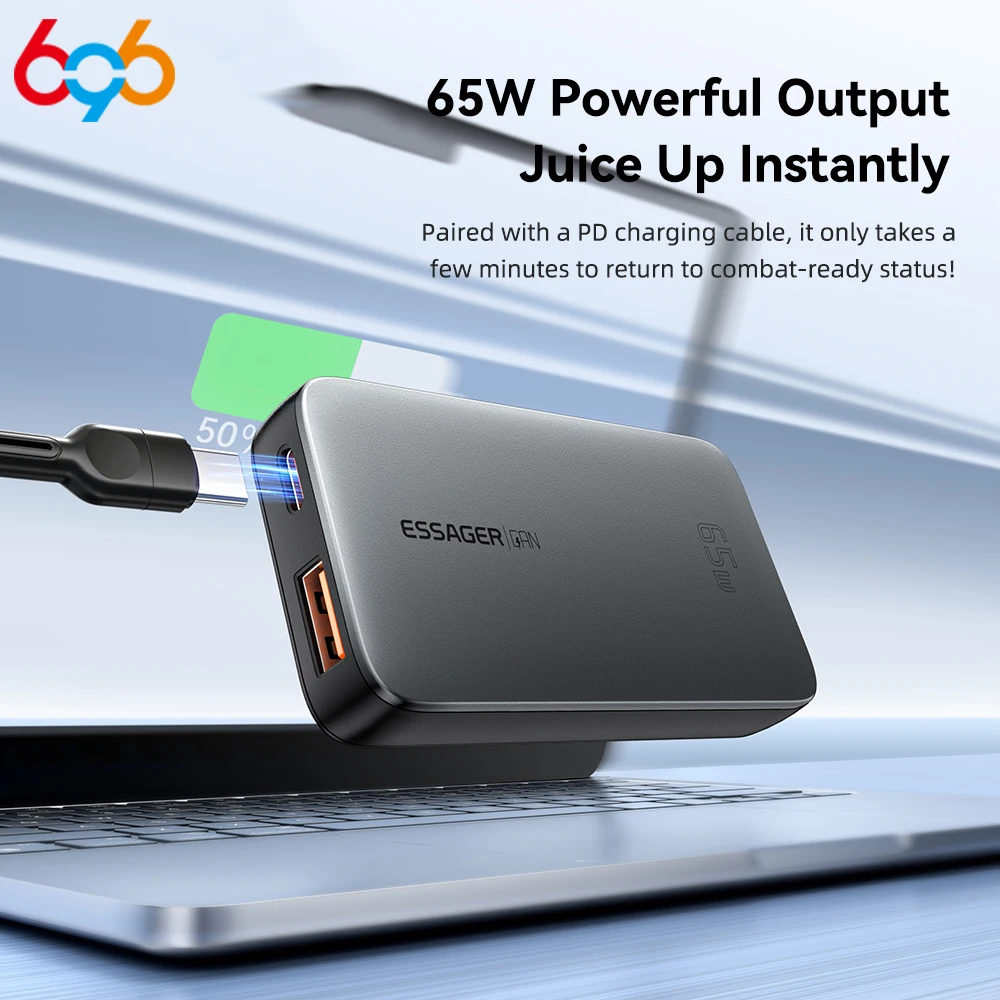 65W GaN Charger Ultra Thin Quick Charge 4.0 PD3.0 PPS Portable USB Type C Charger For Macbook Laptop iPhone 16 15 14 13