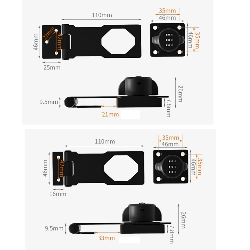 

E5BE Zinc Alloy Drawer Code Lock 3 Digit Combination Cabinet Lock Mechanical Dial Combination Cam Lock for Office, Home