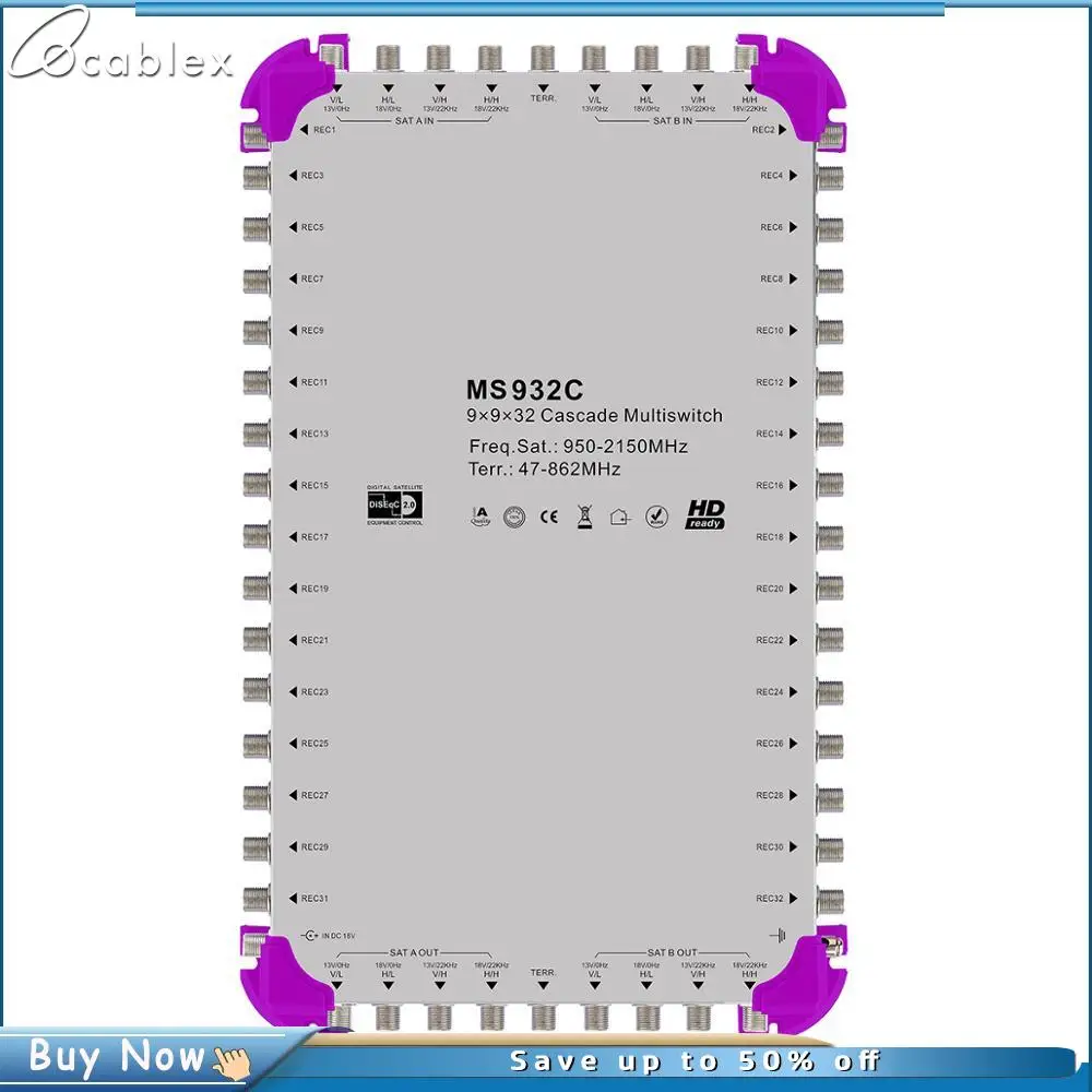 Imagem -02 - Satélite Multiswitches Satélite if Entradas de tv Terrestre para 32 Receptor de Satélite Baixa Perda de Inserção Amplificador Embutido