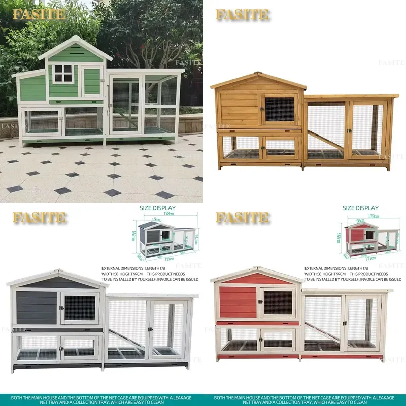 For Guinea Pig Pigeon Chicken Deluxe Double Layer Pet Cage Anti Urine Wood Material Coop for Living Room