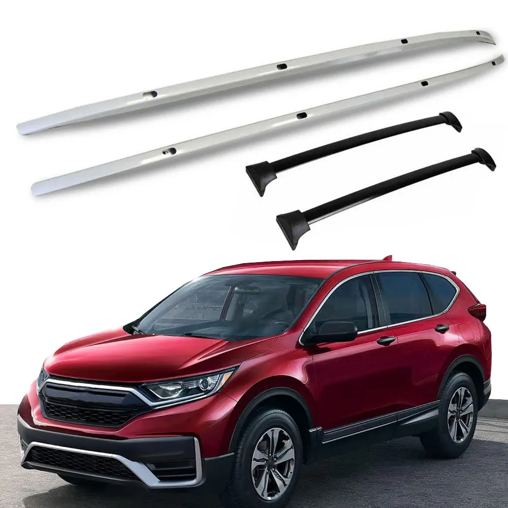 Крепления для багажника на крышу Honda CR-V 2017-2022, алюминиевые, черные, 2 шт. рейлинга + 2 шт. поперечных балок, серебристые