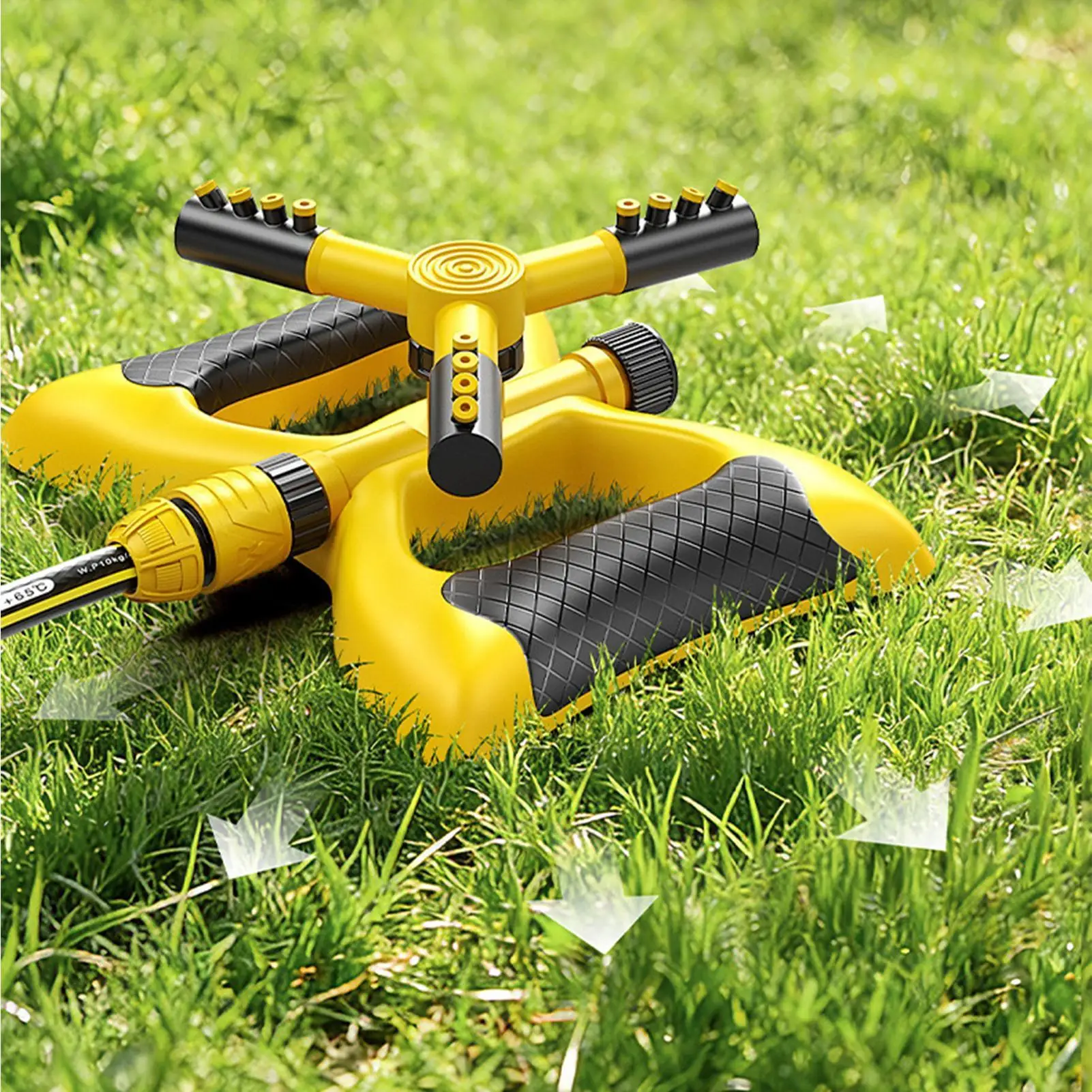 Lawn Sprinkler 3-arm 360 Degree Rotating Adjustable Automatic Tool Garden Hose Sprinkler For Irrigation Backyard Garden Patio