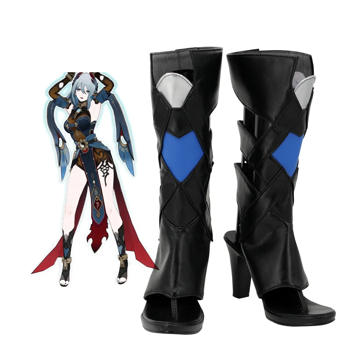 

Honkai: Star Rail Hanya Cosplay Boots High Heel Sandals Black Shoes Custom Made Any Size