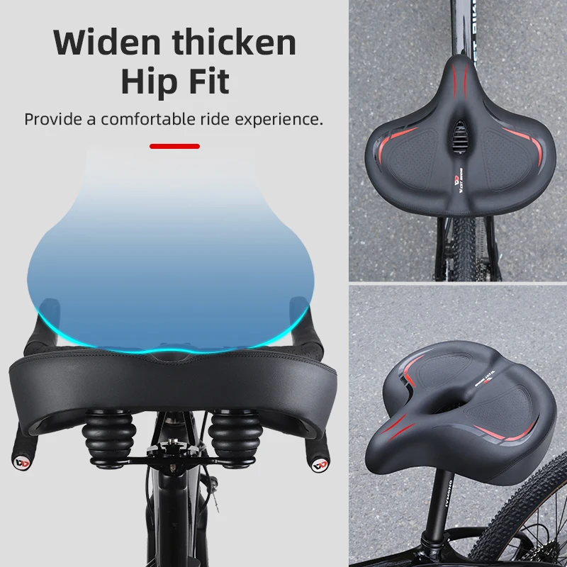 WEST BIKING Widen Comfortable Bicycle Saddle Thicken Shockproof Cycling Seat Ergonomic Soft Cushion Travel MTB Road Bike Saddle