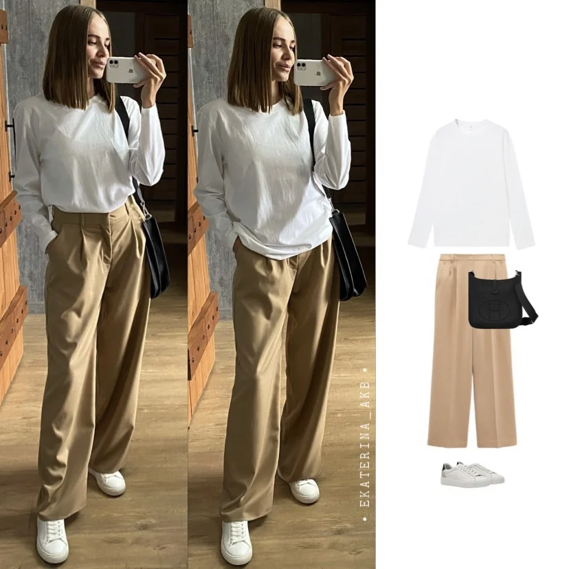 

2023 Autumn And Winter New Men's And Women's Same White Long-sleeved T-shirt Round Neck Regular Solid Color Bottoming Top