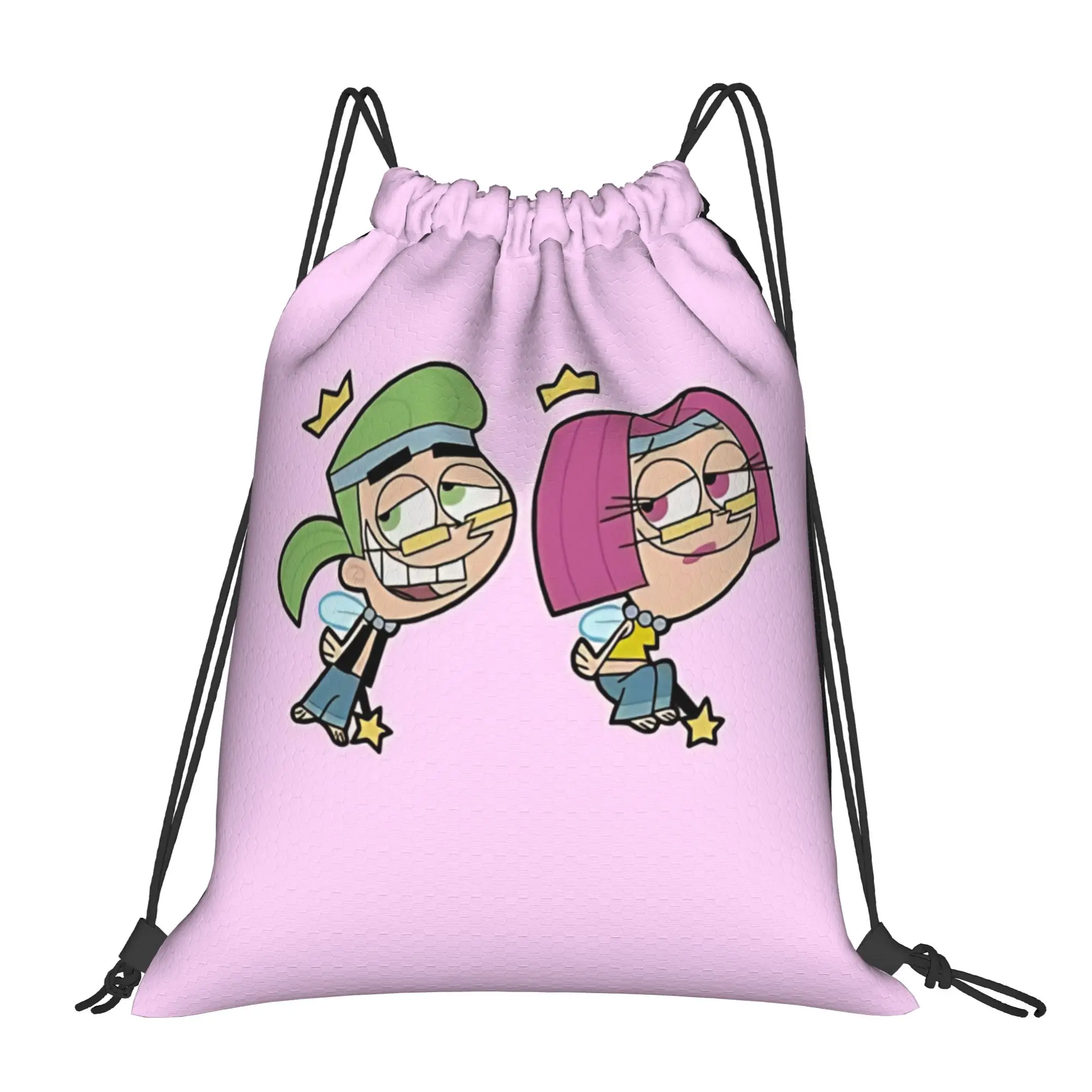 Fairly Odd Treasures playful cartoon Portable Hiking Riding Gym Drawstring Storage Sporty Backpacks