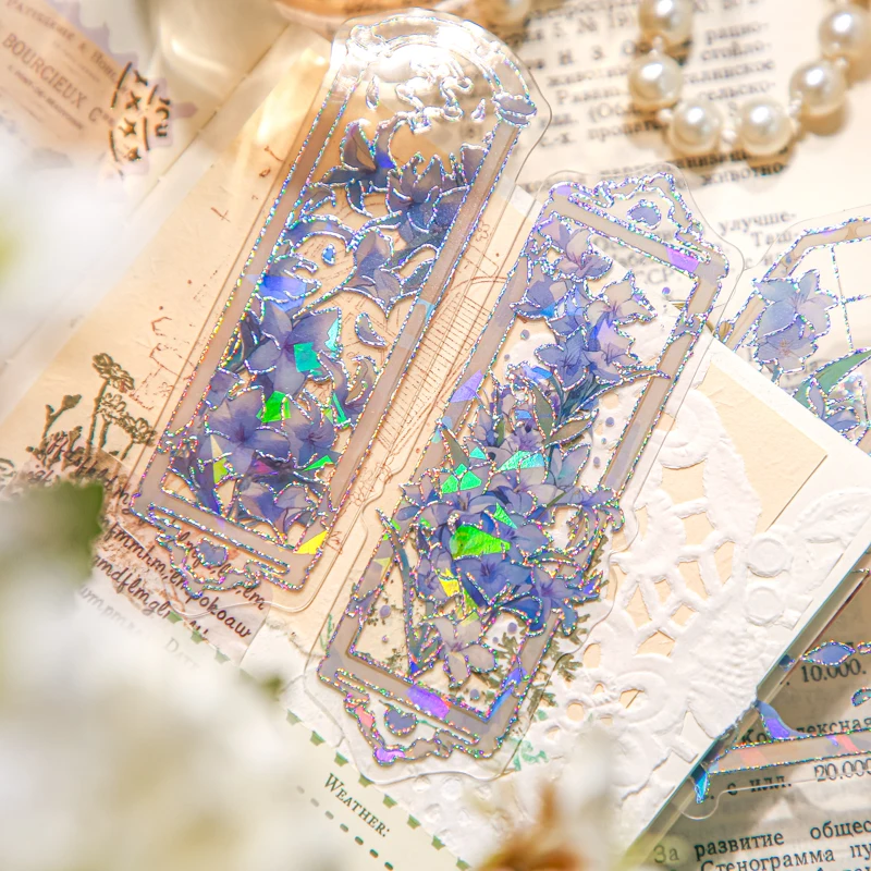 4 نمط 10 قطعة/الحقيبة الإشارات المرجعية البلاستيكية لقاء الزهور والمناظر الطبيعية سلسلة الساخن مختوم غير النظامية زهرة طالب القراءة الإشارات المرجعية الهدايا