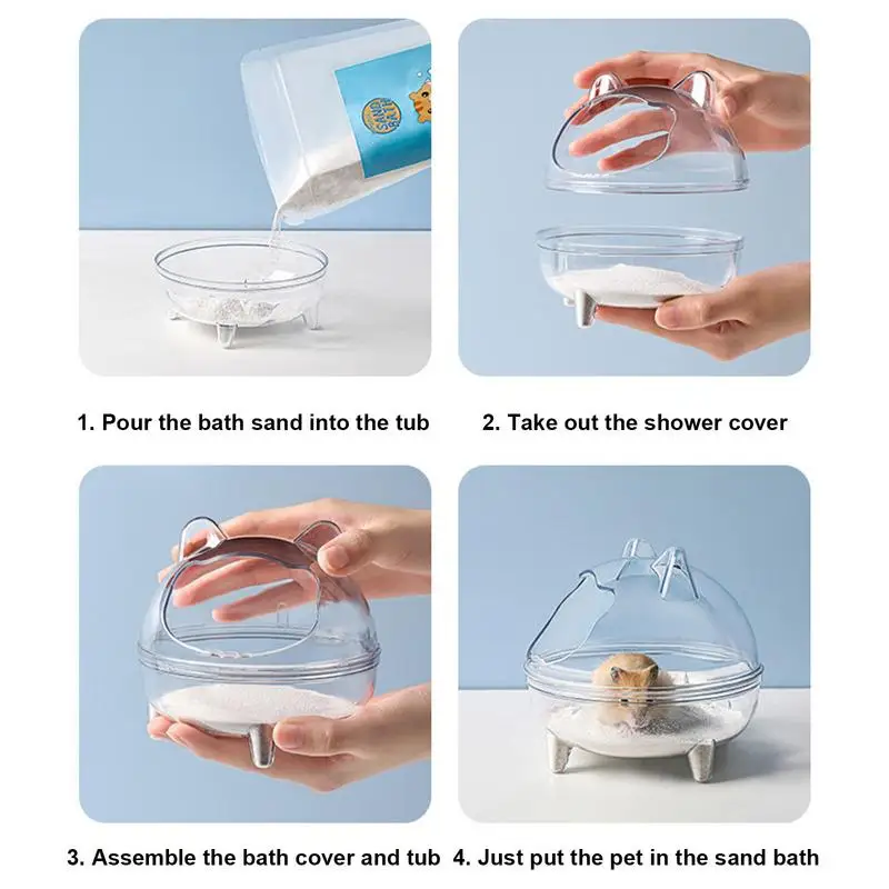 Hamster Sand Bath Container Transparent Hamster Chinchilla Sand Bathroom Plastic Toilet Bathtub For Hamster Chinchilla Gerbil