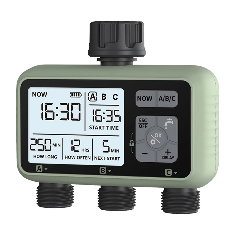 

New Design Electronic Automatic Three Zone Watering System Irrigation Garden Water Timer HCT-378